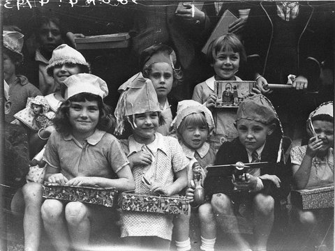 Kids with their presents, c. 1934