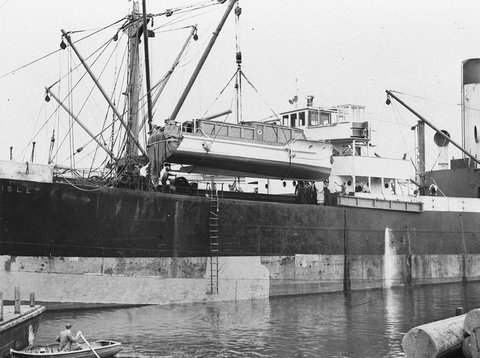 Large motor cruiser aboard, 1930s