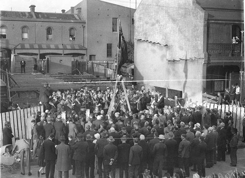 Laying Masonic foundation stone, 1934