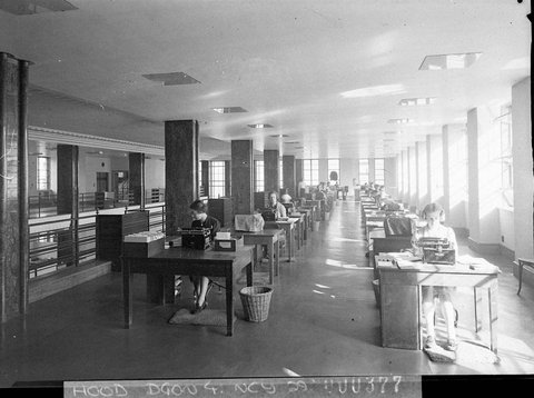 Motor Transport building Typists at work, 1938