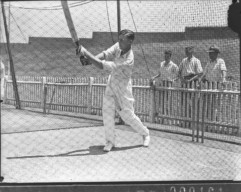 NSW v Victoria cricket Practice at the nets at SCG No 2 Ern Bromley, 1935