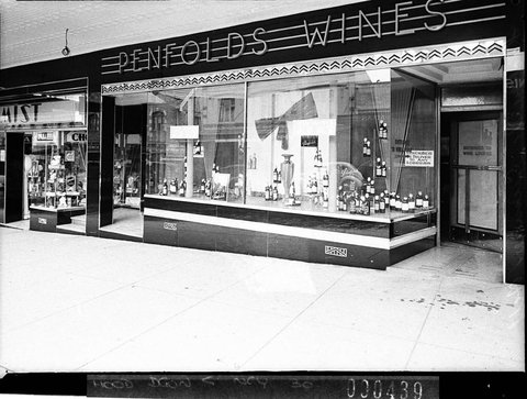 Penfolds Wines display in shop windows, 1939