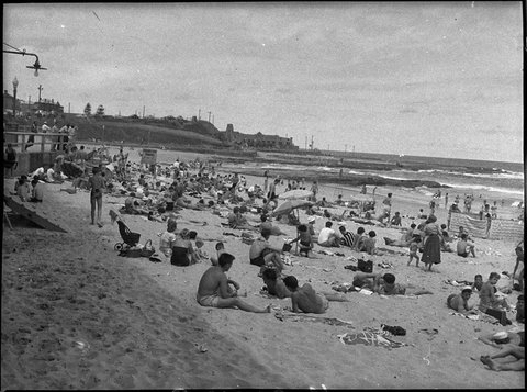People on beach, 1955
