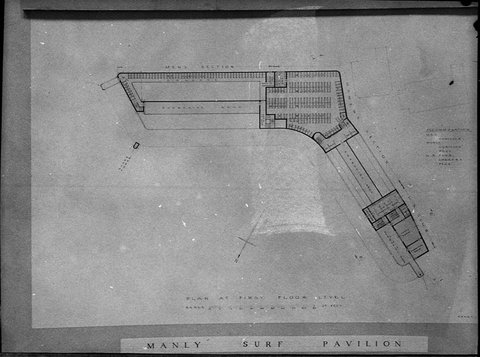 Plans for Manly Surf Pavilion taken for The Builder, 1936