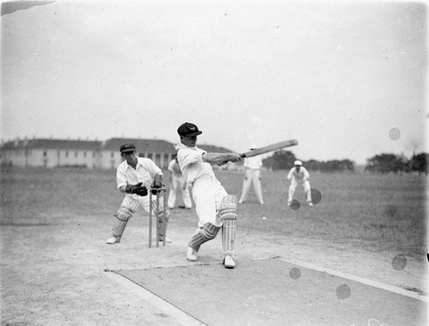 Police cricket match at Moore Park, 1930s
