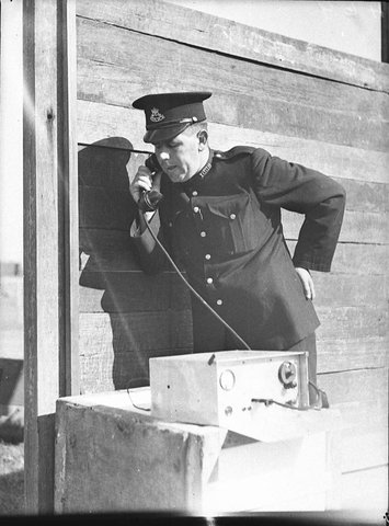 Policeman with receiving set, 1939