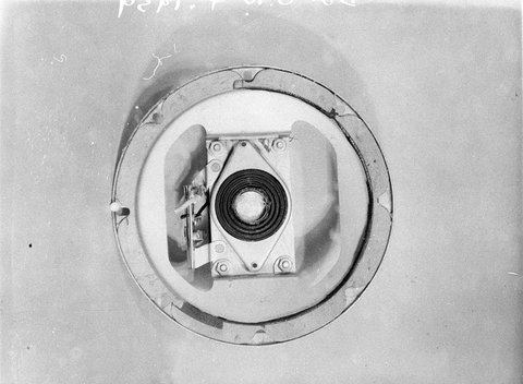 Radio speaker showing magnet, c. 1938