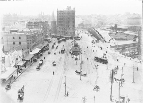 Railway Square before the Central Railway clock tower was built, c. 1910