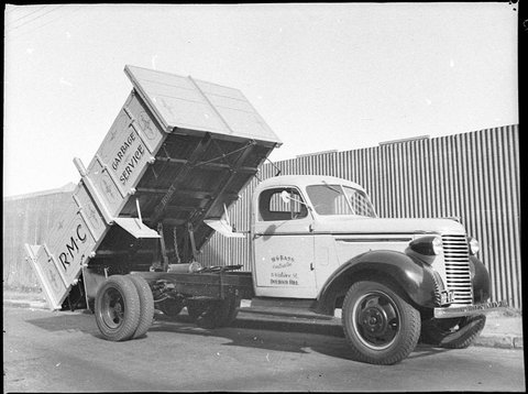 Randwick Municipal Council tipping garbage truck taken for WR Beecraft Ltd, 1939