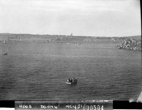 Regatta on the Sydney Harbour Naval destroyers in background, 1941