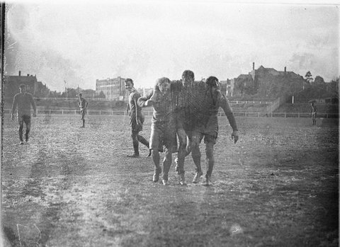 Rugby Union in the mud Sydney University, c. 1930