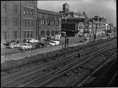 Scott Street smash near junction with Wolfe Street, 1952