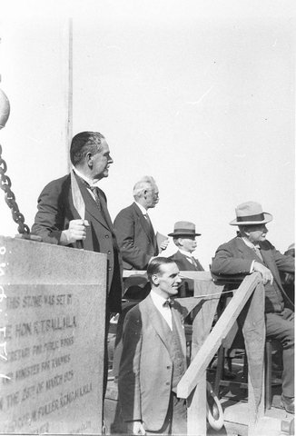 Secretary for Public Works RT Ball sets foundation stone, 1925
