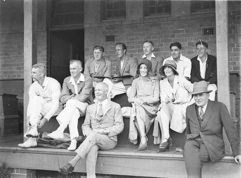 Small group of cricketers at Royal Sydney, c. 1932