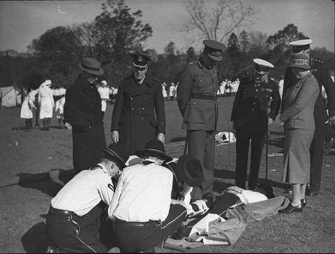 St Johns Ambulance parade Government House, 1943