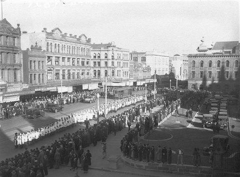 State funeral leaves St Andrews Cathedral, 1930s