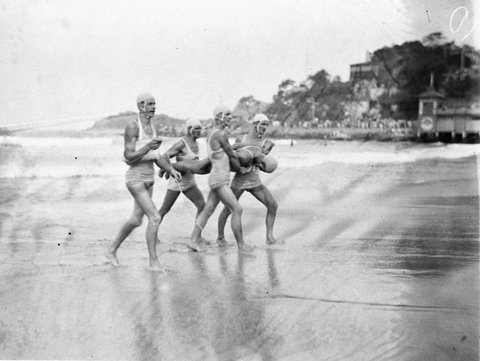 Surf life saving R and R team at a carnival Manly, 1929