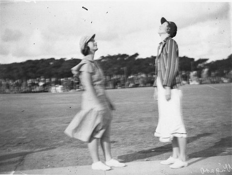 The captains toss a coin for first innings, c. 1934