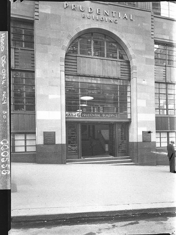 The entrance archway Prudential Building taken for Building Publishing Co, 1939