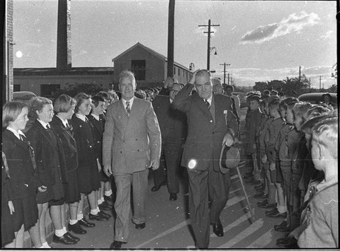 The Governor LieutenantGeneral Sir John Northcott at Junction Public School, 1956