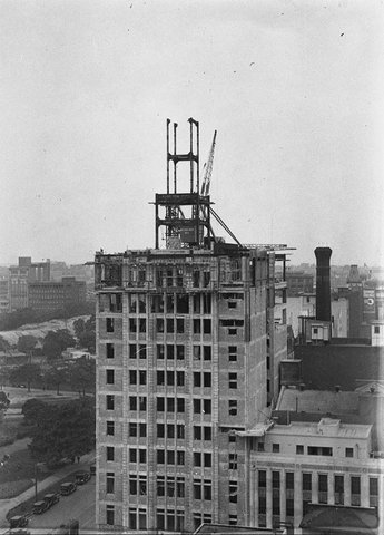 The new T G Building being erected by McLeod Bros, c. 1927