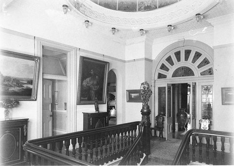 The ornate gallery at top of staircase Danmark home of WJ Smith between 19271936, 1927–36