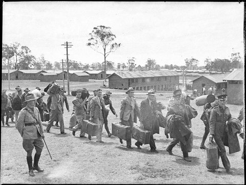 Troops moving into Ingleburn, 1939