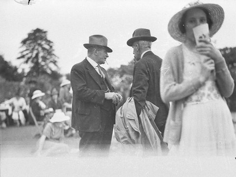 Two men in grounds, c. 1935
