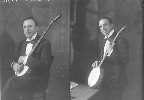 Two portraits of male banjomandolin player, c. 1925