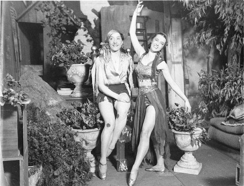 Two showgirls posing on stage, c. 1934