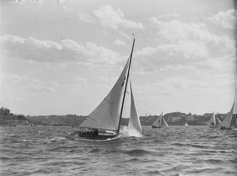 Unidentified 21 foot restricted class yacht sail 8, 1930s