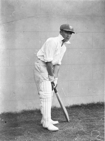 Unidentified cricketer at wicket, 1932