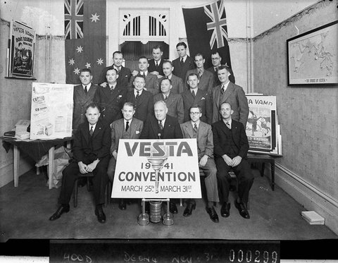 Vesta Batteries sales convention Mr Percy Lovett deputy to Chairman and GM on the left, 1941