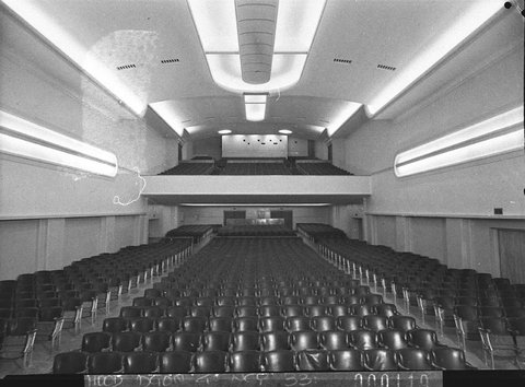 View from the stage to biobox Nepean Theatre Penrith Mr Spence owner taken for Guy Crick Co, 1948