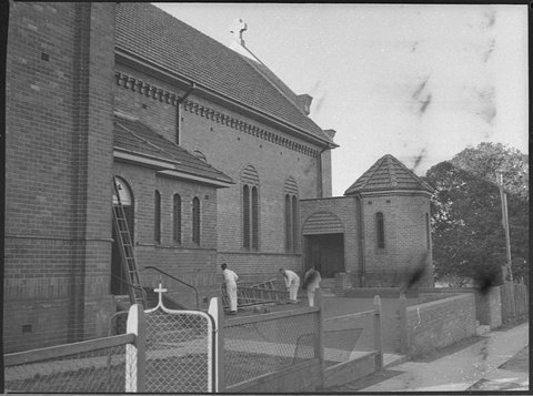 Waratah new Catholic church and school buildings, 1954