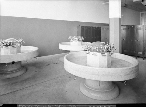 Washbasins in the change rooms Eveready Batteries, 1937
