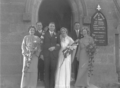 Wedding at St Marys Anglican Church Rev F Riley MA, 1930s
