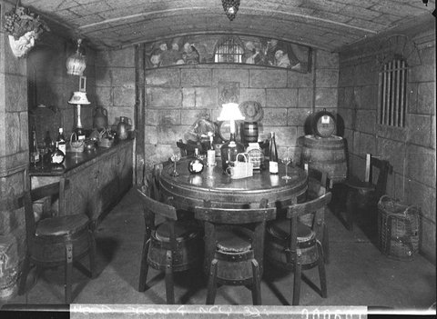 Wine cellar below ground under Burings wine shop and cellars in George Street, 1947