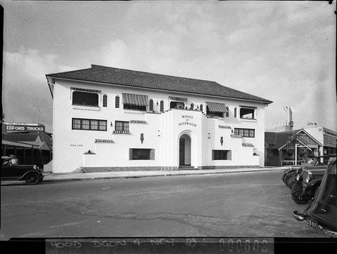 Wine pavilion at the Showground Exterior of pavilion, 1938