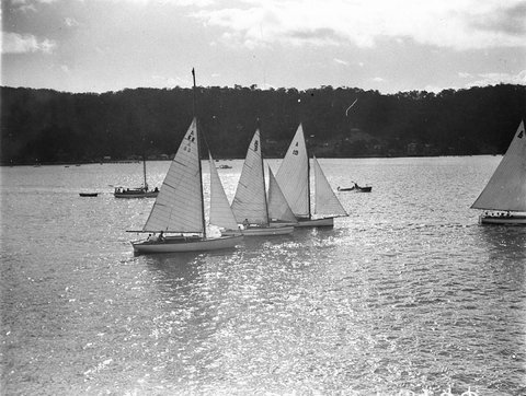 Yachts at start of race, 1930s