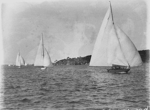 Yachts racing on Sydney Harbour, 1930s