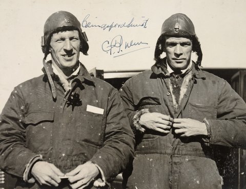 Charles Kingsford-Smith and Charles Ulm, on landing after the first trans-Pacific flight, Mascot, 10 June 1928