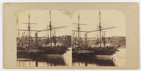 At the ‘Dry Docks’, the Bombay alongside (1862) (Close-up of P&O Bombay at Mort’s Dock, Balmain)
