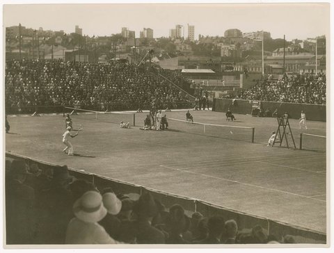 Davis Cup match, White City, Rushcutters Bay, ca. 1935, Sam Hood, c. 1935