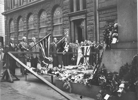 Flag bearers lower their Standards at Cenotaph, c. 1931, by Ted Hood