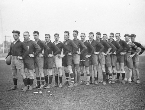 Rugby league, c. 1934, by Sam Hood