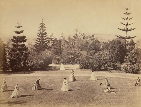 Croquet and archery, `Enmore House' grounds, Newtown, between 1865-1870 - photographer unknown, 1865–70