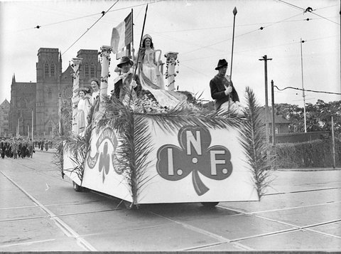 Saint Patrick's Day parade, Irish National Foresters, 1930s by Sam Hood
