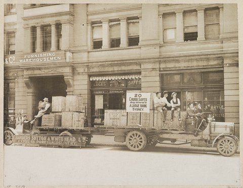 Safe delivery, Clarence Street, Sydney, 1920s