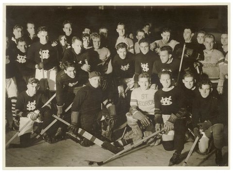 Western Suburbs and St.George ice hockey at Glaciarium, Sydney, June 1937 - photographer Sam Hood
